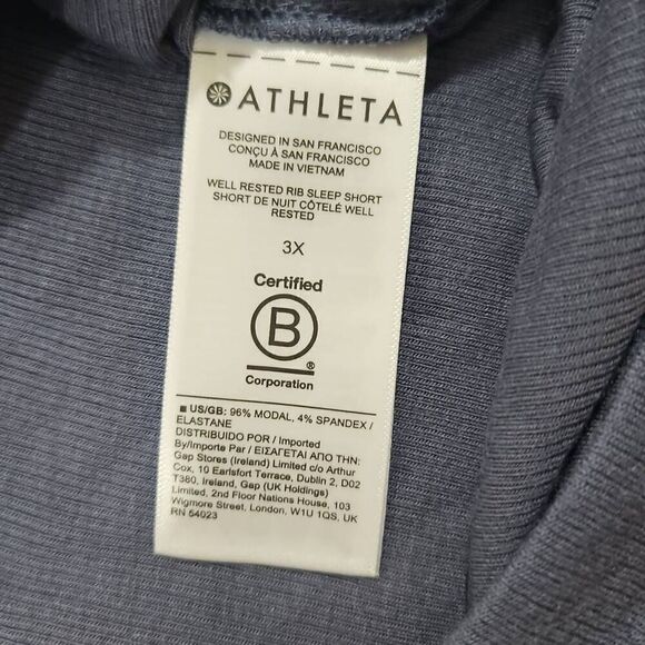 Athleta womens 3x well-rested rib blue soft pajama sleep short - Picture 3 of 6